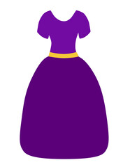 Fairy tale princess purple dress. Vector Flat Illustration.