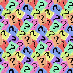 Multicolored stickers with question marks.Vector pattern with question marks on colorful stickers.