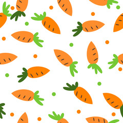 seamless background with vegetables, Repeat seamless pattern with orange carrots, replete image design for fabric printing