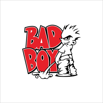 A man peeing carelessly with the words badboy written on it