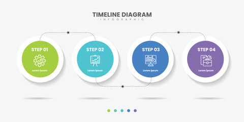 Timeline Creator infographic template. 4 Step timeline journey, calendar Flat simple infographics design template