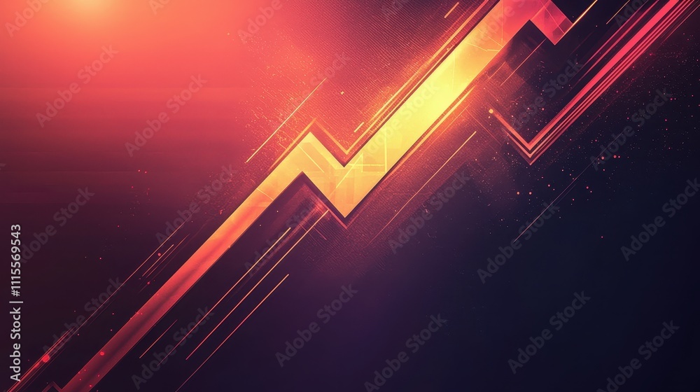 Poster abstract geometric lines with gradient color effects and dynamic movement in background