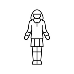 school japanese girl line icon vector. school japanese girl sign. isolated contour symbol black illustration