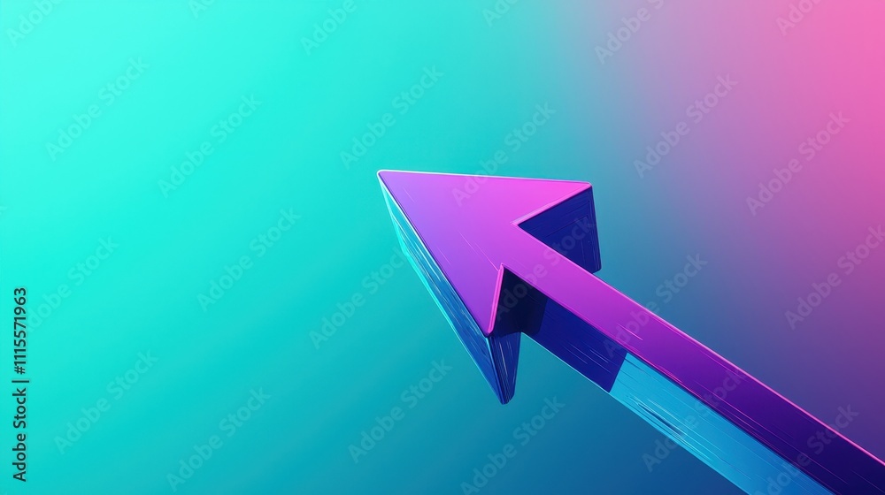 Poster abstract colorful arrow pointing upward with vibrant gradient background for dynamic visuals