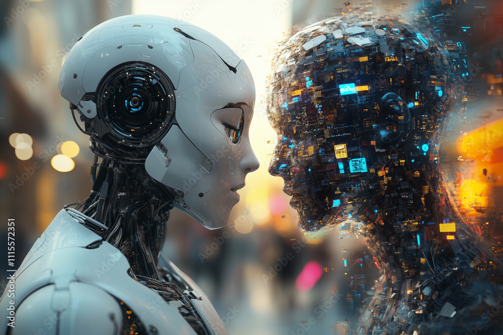 Poster exploring humanity and ai through duality