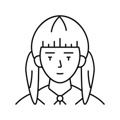 Obraz premium avatar japanese school girl line icon vector. avatar japanese school girl sign. isolated contour symbol black illustration