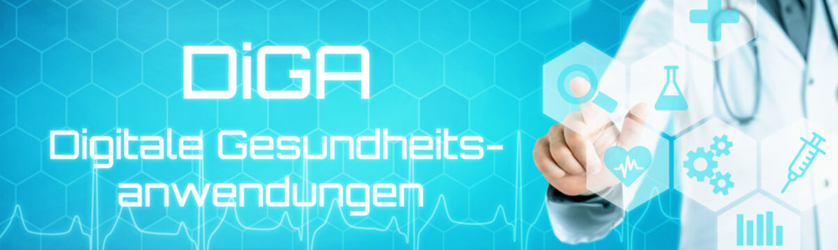 Arzt mit futuristischem Interface - DiGa digitale Gesundheitsanwendungen