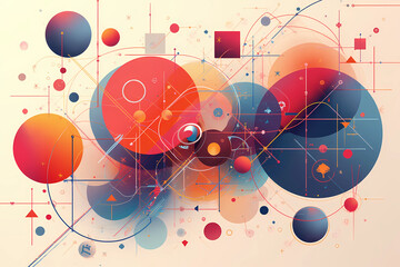 Obraz premium Abstract geometric art in vibrant colors, representing modern design with space for copying 