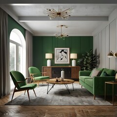 Fototapeta premium Modern living room with Architectural Visualization. 3D rendering.