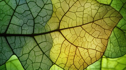 Obraz premium natural transpiration photosynthesis sunlight interacting with chlorophyll close up focus on light and pigments ethereal Double exposure sunlit forest canopy