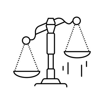 scales tipping favor progress line icon vector. scales tipping favor progress sign. isolated contour symbol black illustration
