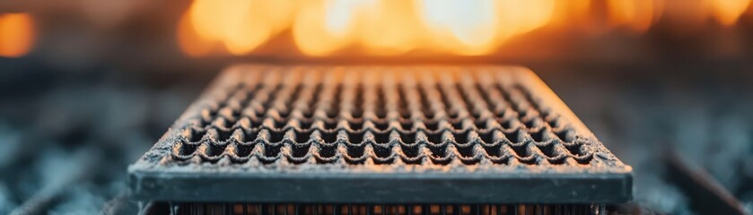 Fototapeta premium furnace filter concept. Dirty furnace filter disposed of in a waste bin, furnace filter disposal, responsible HVAC maintenance