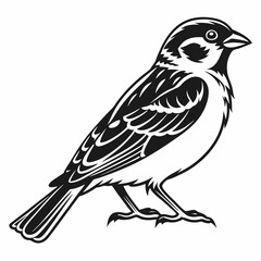 Obraz premium Sparrow bird silhouette vector illustration, bird icon