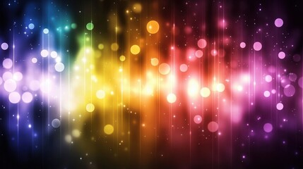 Obraz premium Abstract rainbow bokeh background with glowing lights and sparkles.