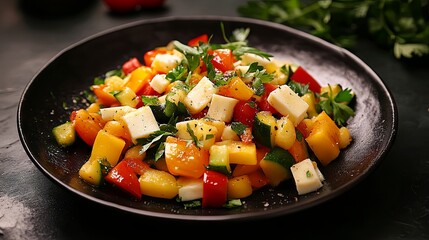 Vibrant Summer Vegetable Salad with Cheese