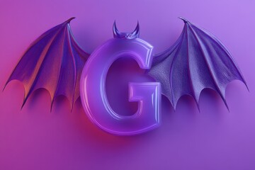 Obraz premium A purple dragon with a large letter G on its back