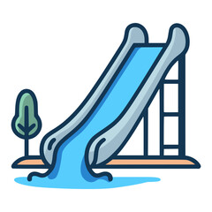 aquapark water slide theme park outdoor flat color vector illustration template design