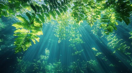 Fototapeta premium natural transpiration photosynthesis energy emphasizing interconnections in nature selective focus energy flow realistic Manipulation ecosystem infographic