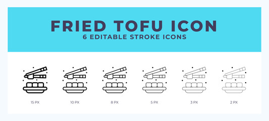 Fried tofu line icon. For web. And mobile app. Vector illustration.