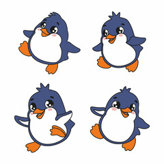 Cartoon penguin on white background. Isolated object on white background. Children drawing.