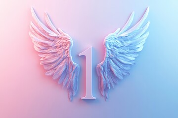 Obraz premium A pair of wings with the number 1 written in the middle