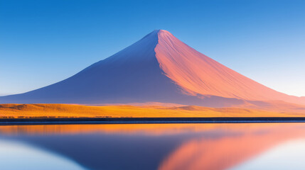 Fototapeta premium Snow-Capped Mountain Reflecting on Clear Lake