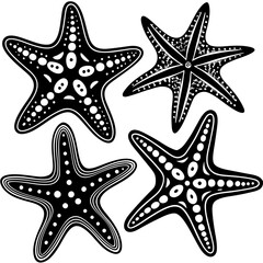 Set of starfish silhouette vector illustration, Starfish icon collection