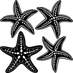 Set of starfish silhouette vector illustration, Starfish icon collection