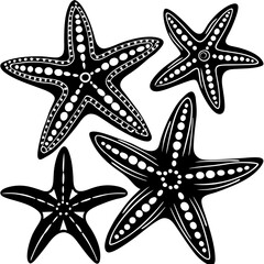 Set of starfish silhouette vector illustration, Starfish icon collection