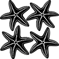 Set of starfish silhouette vector illustration, Starfish icon collection