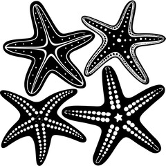 Set of starfish silhouette vector illustration, Starfish icon collection