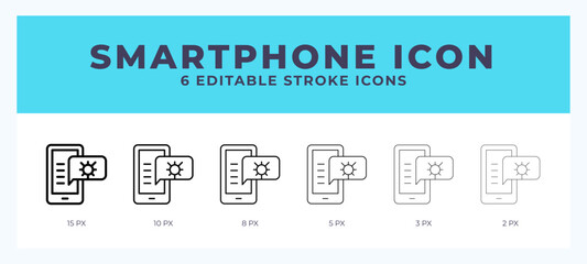 Smartphone icon symbol. Logo illustration thin line. Bold line vector icons. Editable stroke
