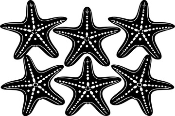 Set of starfish silhouette vector illustration, Starfish icon collection