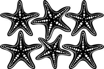 Set of starfish silhouette vector illustration, Starfish icon collection