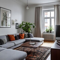 Fototapeta premium interior background of a living room with white wall