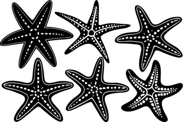 Set of starfish silhouette vector illustration, Starfish icon collection