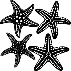 Set of starfish silhouette vector illustration, Starfish icon collection