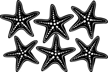 Set of starfish silhouette vector illustration, Starfish icon collection