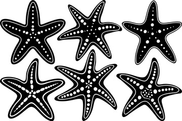 Set of starfish silhouette vector illustration, Starfish icon collection