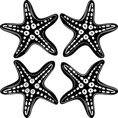 Set of starfish silhouette vector illustration, Starfish icon collection