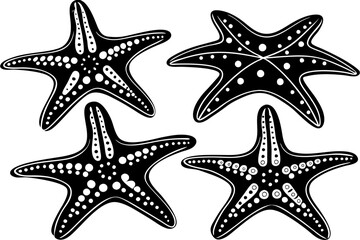 Set of starfish silhouette vector illustration, Starfish icon collection