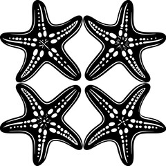 Set of starfish silhouette vector illustration, Starfish icon collection