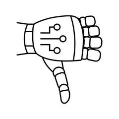 thumb down robot hand gesture line icon vector. thumb down robot hand gesture sign. isolated contour symbol black illustration