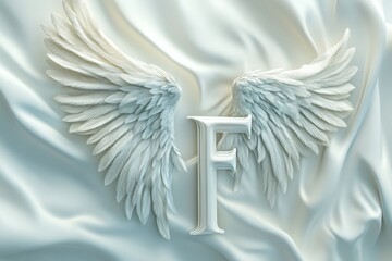 A winged letter F which is surrounded by white squares