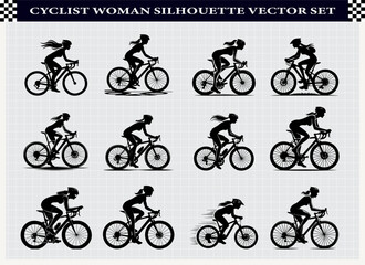Fototapeta premium Female Cyclist Silhouette Vector Design for Sports and Fitness Art