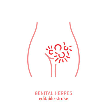 Genital herpes icon. Infectious disease. Editable vector