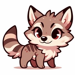 Fototapeta premium Cute Chibi Coyote Illustration in Flat Style on White Background