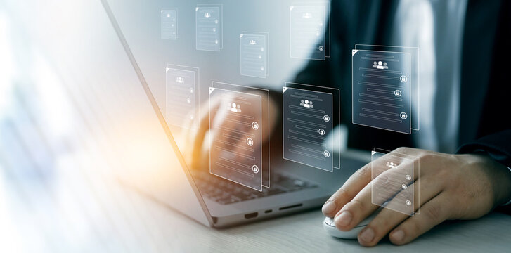 Confidentiality documents and employee compliance rules.Documents law regulation and compliance rules.Documents confidentiality,cyber security protection concept.Software for security personal data	