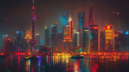 Naklejka premium Modern unique poster-style artwork featuring