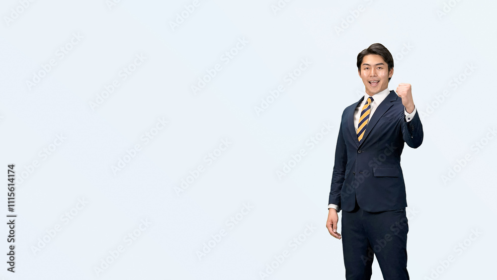 Poster ビジネスパーソン、ガッツポーズ、元気、やる気、チャレンジ、挑戦、満足、ポジティブ、ビジネス、笑顔、ビジネスマン、充実、やりがい、モチベーション、がんばる、努力、ファイティン、エキサイティング、応援、興奮、合格、達成、目標、サクセス、成功、仕事、サラリーマン、セールスマン、会社員、パワフル、営業、人材、プロフェッショナル、働く、切り抜き、コピースペース、サポート、根性、気合い、成長、レベルアップ、ス